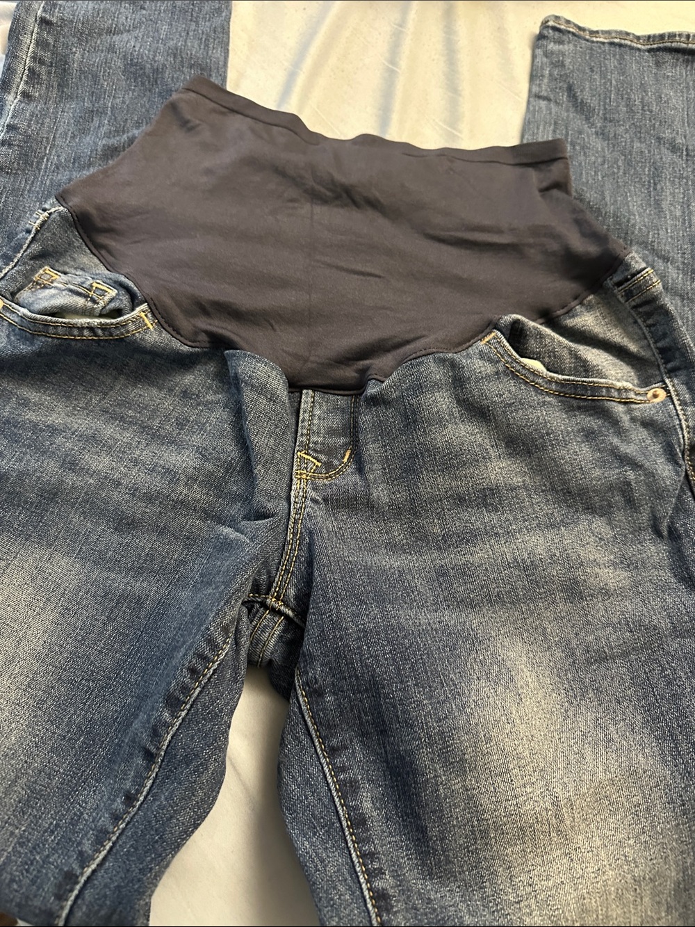 Old Navy Women's Skinny Maternity Jeans - Dark Blue with Black Panel